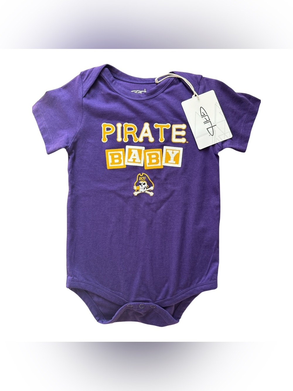 Eastern Carolina University OFFICIAL Fan Garb Onesie 12-18M Purple Pirate Baby